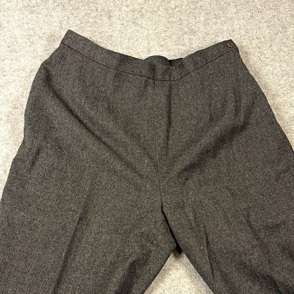 Women's Gray Solid Wool Lycra Blend Dress Pants Flat Front Regular 12